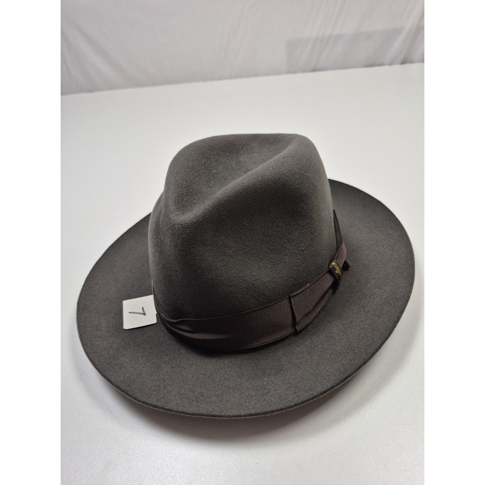Borsalino Alessandria Hat Fedora Fitted Mens 7 Gray Felt Satin Lined Italy